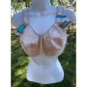 Bali Beauty Minimizer Bra 34DDD Beige Delicate Pattern Satin Finish Adjustable S